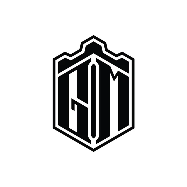 Letter Logo Monogram Hexagon Shield Shape Crown Castle Geometric Dengan — Stok Foto