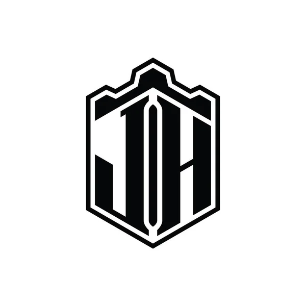 Буква Монограмма Шестнадцатигранная Форма Короны Замка Геометрическая Очертаниями Стиля — стоковое фото