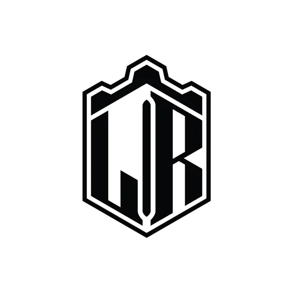 Letter Λογότυπο Μονόγραμμα Εξάγωνο Ασπίδα Σχήμα Στέμμα Κάστρο Γεωμετρικό Περίγραμμα — Φωτογραφία Αρχείου