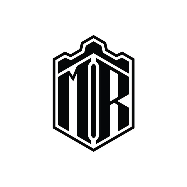 Lettre Logo Monogramme Hexagone Forme Bouclier Couronne Château Géométrique Avec — Photo