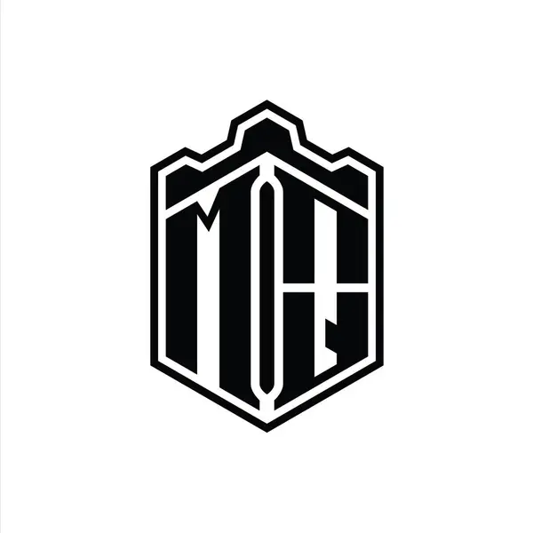 Letter Logo Monogram Hexagon Perisai Bentuk Crown Castle Geometric Dengan — Stok Foto