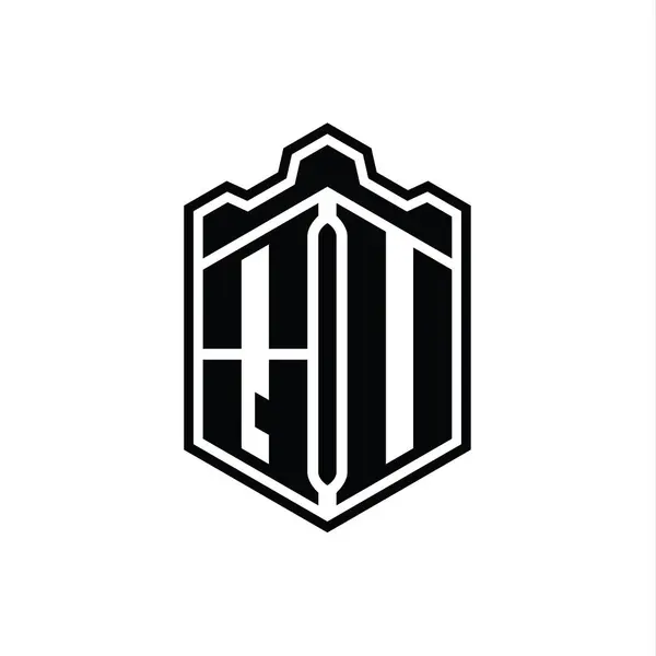 Letter Logo Monogramm Sechseck Schild Form Krone Burg Geometrisch Mit — Stockfoto