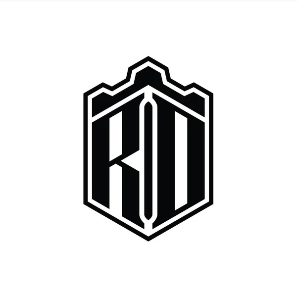 Letter Logo Monograma Escudo Hexágono Forma Corona Castillo Geométrico Con — Foto de Stock