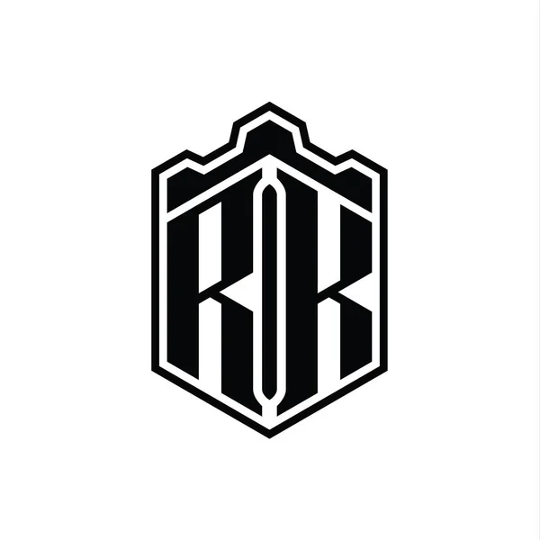 Логограмма Логотипа Шестиугольник Формы Щит Короны Геометрические Очертаниями Стиль Шаблон — стоковое фото