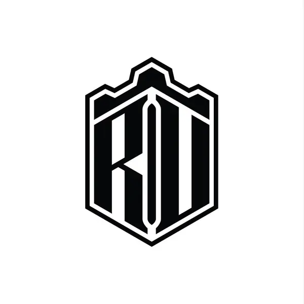 Letter Logo Μονόγραμμα Εξάγωνο Ασπίδα Σχήμα Στέμμα Κάστρο Γεωμετρικό Περίγραμμα — Φωτογραφία Αρχείου