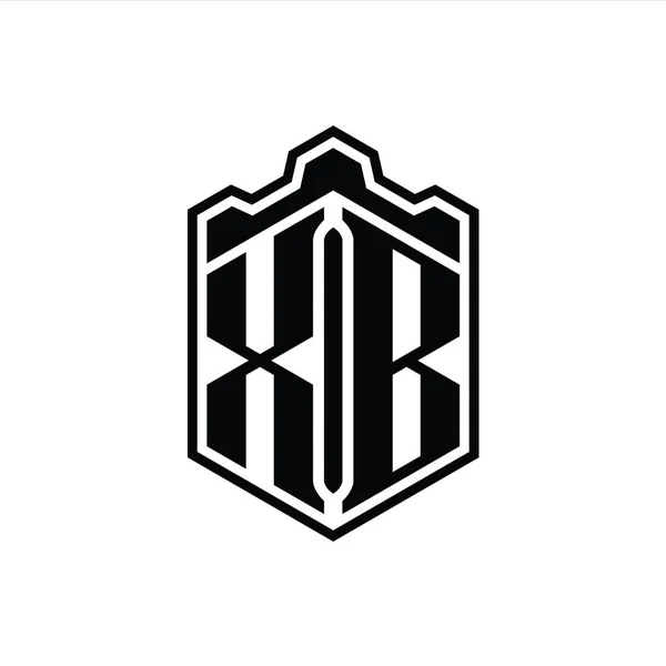 Betű Logo Monogram Hatszög Pajzs Alakú Korona Kastély Geometrikus Körvonalazott — Stock Fotó