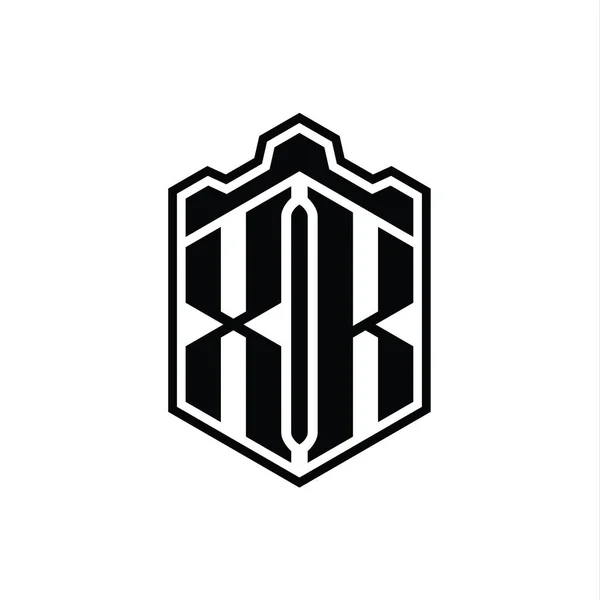 Letter Logo Monogram Hexagon Perisai Bentuk Crown Castle Geometric Dengan — Stok Foto