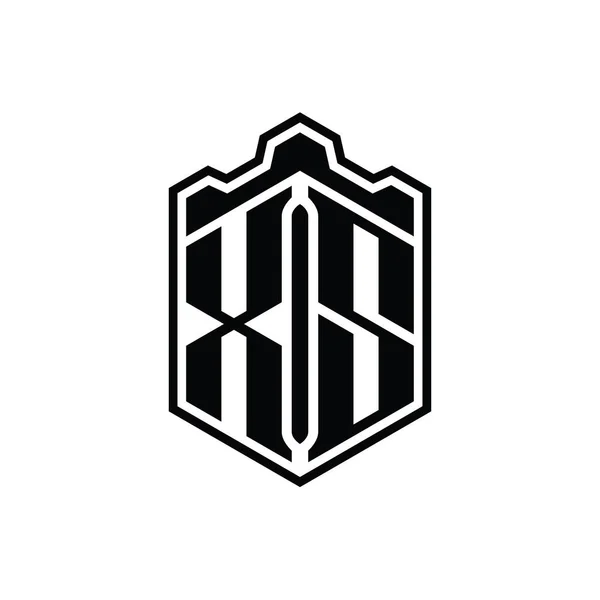 Letter Logo Monogram Hexagon Perisai Bentuk Istana Mahkota Geometris Dengan — Stok Foto