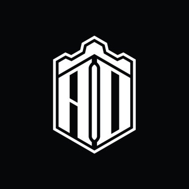 AD Harfi Logosu monogram altıgen kalkanı şekilli taç kale geometriği tasarım şablonu