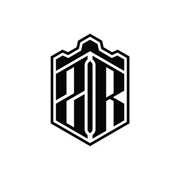 Buchstabe Logo Monogramm Sechseck Schild Form Krone Burg Geometrisch Mit — Stockfoto