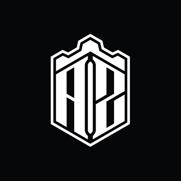 Логотип Буквы Шестиугольник Щит Формы Короны Замок Геометрические Очертаниями Стиль — стоковое фото
