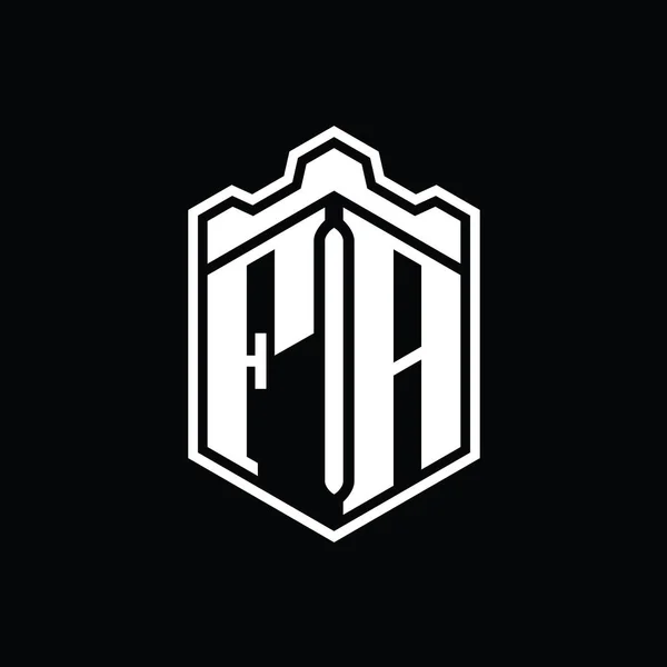 Huruf Logo Monogram Heksagon Perisai Bentuk Mahkota Istana Geometris Dengan — Stok Foto