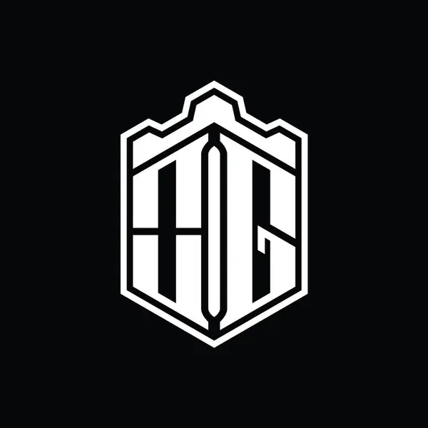 Монограмма Логотипа Letter Logo Геометрическая Форма Шестиугольного Щита Замка Форме — стоковое фото