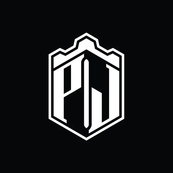 Джей Логотип Монограммы Шестиугольник Щит Формы Короны Замок Геометрические Очертаниями — стоковое фото
