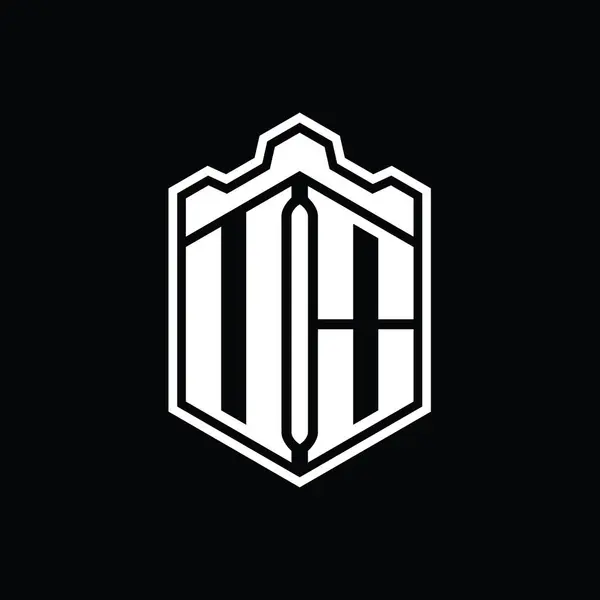 Логотип Логотипа Монограмма Шестиугольник Щит Формы Короны Замок Геометрические Очертаниями — стоковое фото