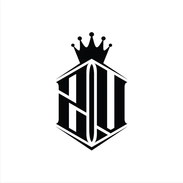 Логотип Монограмма Шестиугольник Щит Формы Корона Резким Шаблоном Стиля — стоковое фото