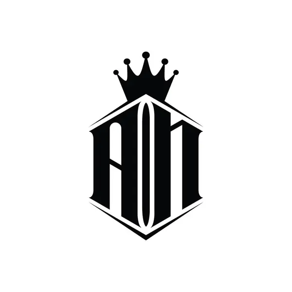 Carta Logo Monograma Escudo Hexágono Corona Con Plantilla Diseño Estilo — Foto de Stock