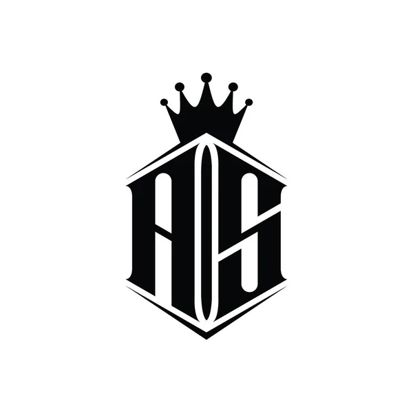 Letter Logo Monograma Coroa Forma Escudo Hexágono Com Modelo Design — Fotografia de Stock