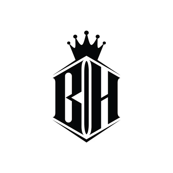 Letter Logo Monogram Hexagon Sköld Form Krona Med Skarp Stil — Stockfoto