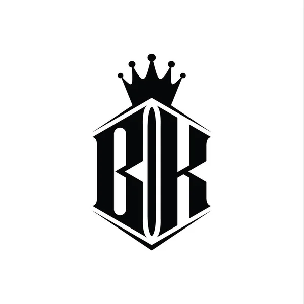 Harfi Logo Monogram Altıgen Kalkan Biçimli Taç Keskin Stil Tasarım — Stok fotoğraf