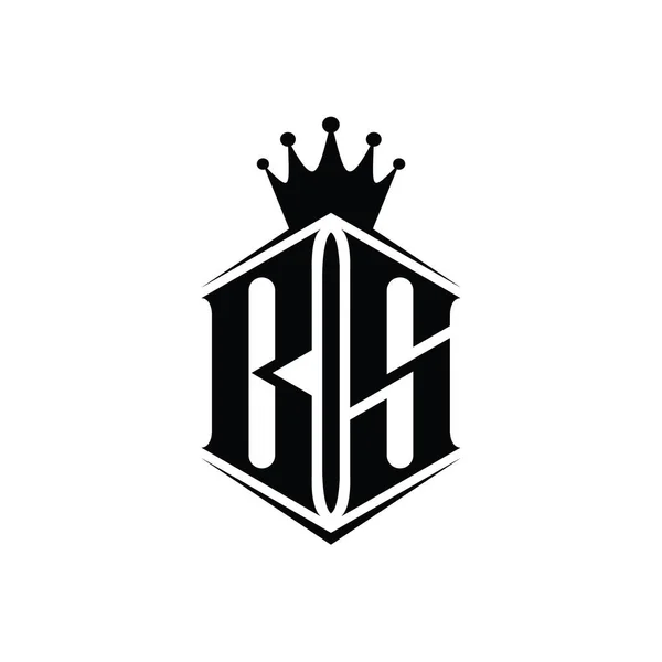 Písmeno Logo Monogram Šestiúhelník Štít Tvar Koruny Ostrým Stylem Designu — Stock fotografie