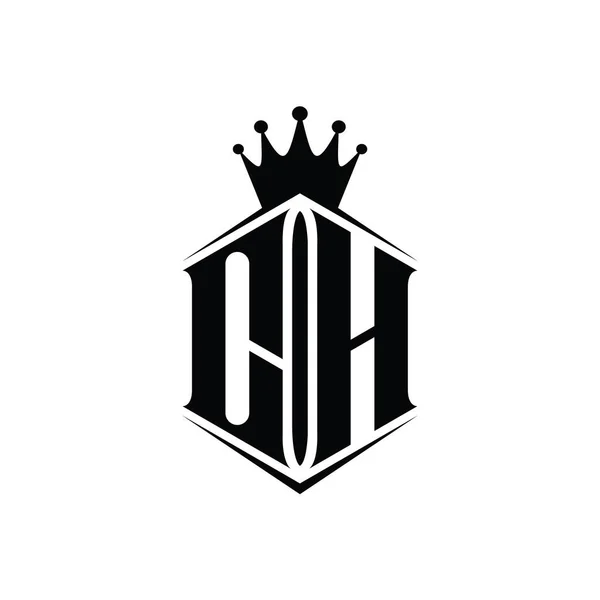 Буква Логотипа Шестиугольная Корона Формы Щит Резким Шаблоном Стиля — стоковое фото