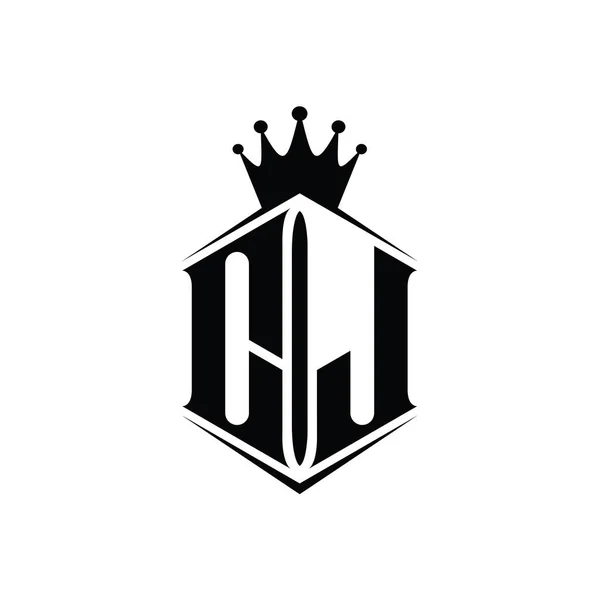 Письмо Логотип Монограммы Шестиугольник Форму Короны Щит Резким Шаблоном Стиля — стоковое фото