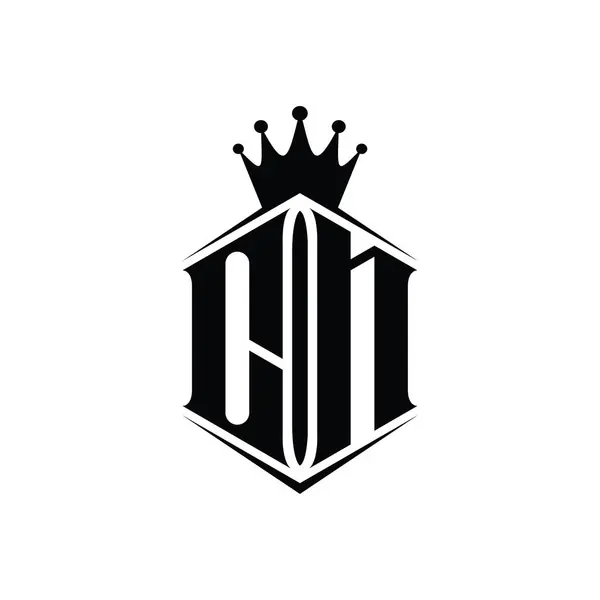 Letter Logo Monogram Hexagon Shield Shape Crown Sharp Style Design — 图库照片