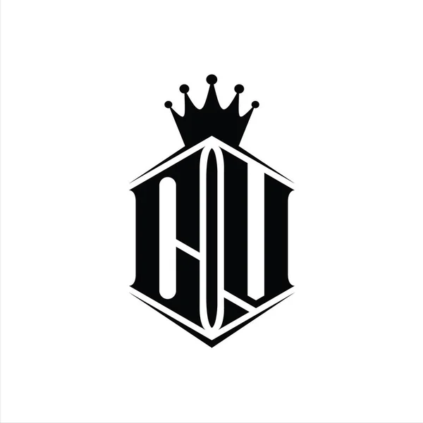 Βιογραφικό Γράμμα Logo Μονόγραμμα Εξάγωνο Ασπίδα Σχήμα Στέμμα Αιχμηρό Στυλ — Φωτογραφία Αρχείου