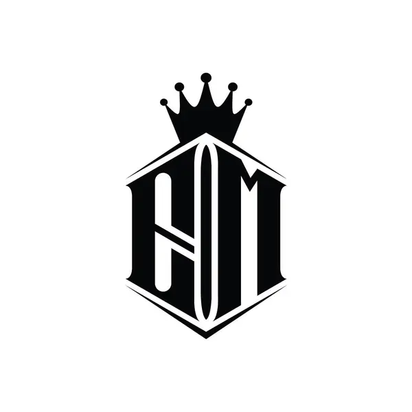 Carta Logo Monograma Hexágono Escudo Forma Corona Con Plantilla Diseño — Foto de Stock