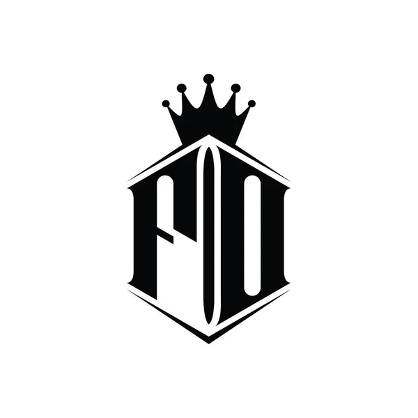 Letra Logo Monograma Hexágono Escudo Forma Corona Con Plantilla Diseño —  Fotos de Stock