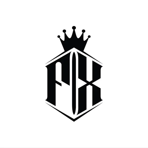 Harf Logosu Monogram Altıgen Kalkan Şekilli Taç Keskin Stil Tasarım — Stok fotoğraf
