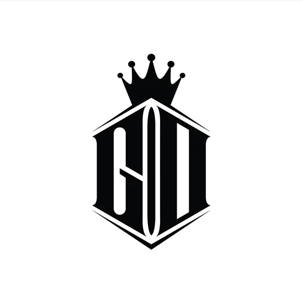 Carta Logo Monograma Hexágono Escudo Forma Corona Con Plantilla Diseño —  Fotos de Stock