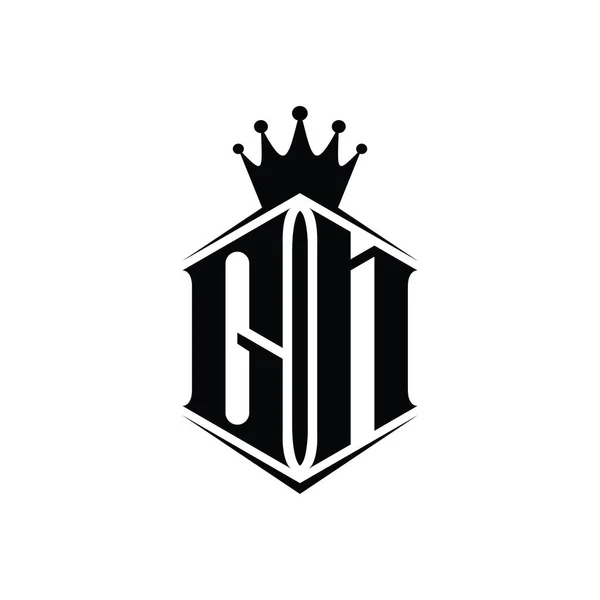 Gn字母Logo六边形护盾冠 带有尖锐的样式设计模板 — 图库照片