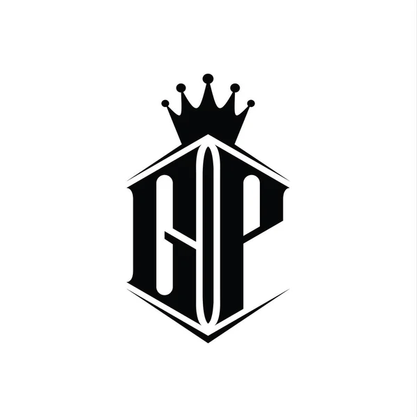 Буквы Монограммы Шестиугольной Формы Короны Острым Стилевым Дизайном — стоковое фото