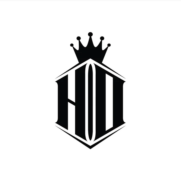 Hd字母标志六边形护盾冠 带有尖锐的样式设计模板 — 图库照片