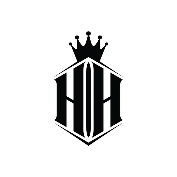 Hhレターロゴモノグラム六角形シールド形状クラウンシャープスタイルデザインテンプレート — ストック写真