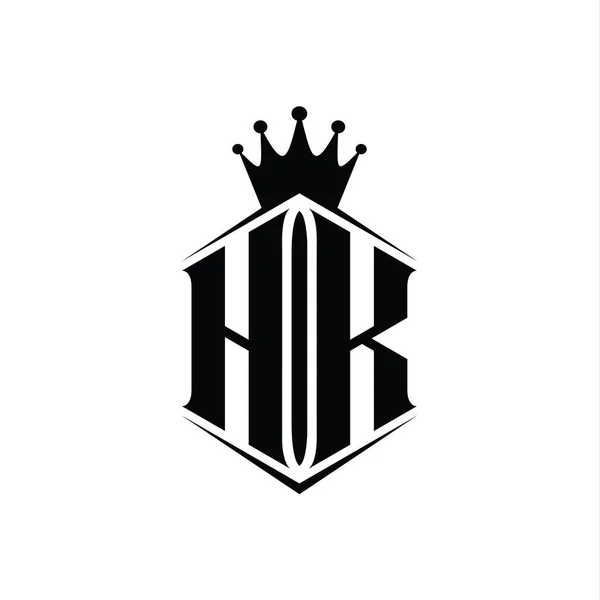 Hkレターロゴモノグラム六角形シールド形状クラウンシャープスタイルデザインテンプレート — ストック写真