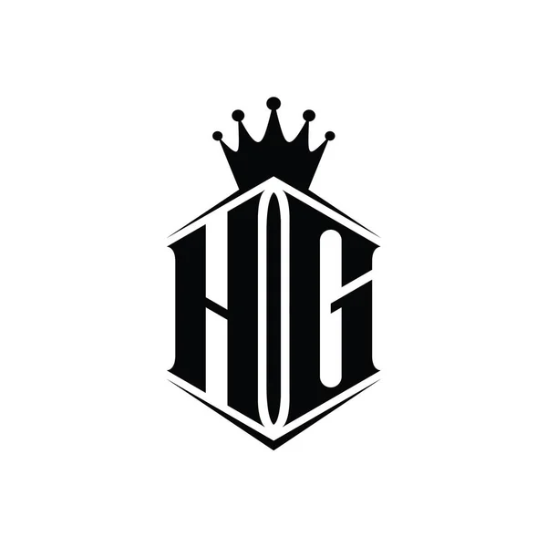 Letra Logo Monograma Hexágono Escudo Forma Corona Con Plantilla Diseño — Foto de Stock