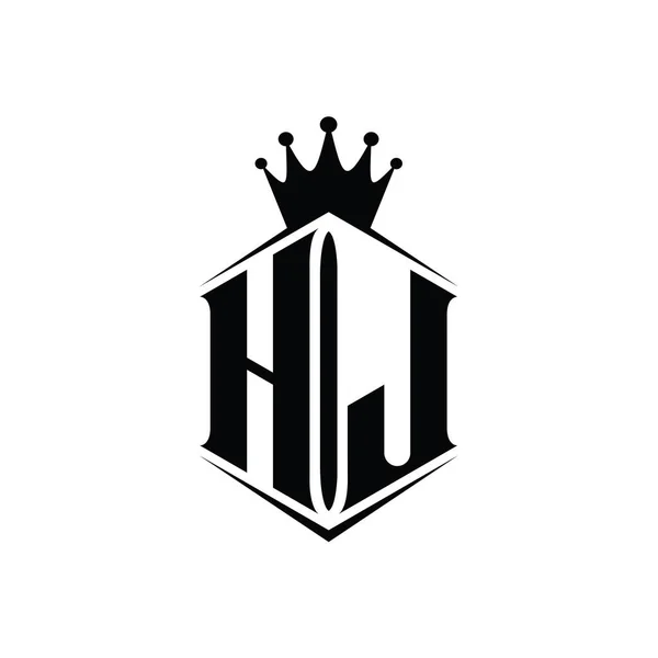 Brev Logotyp Monogram Hexagon Sköld Form Krona Med Skarp Stil — Stockfoto