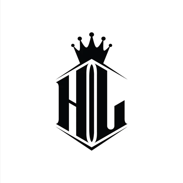 Letter Logo Monogram Hatszög Pajzs Alakú Korona Éles Stílus Design — Stock Fotó