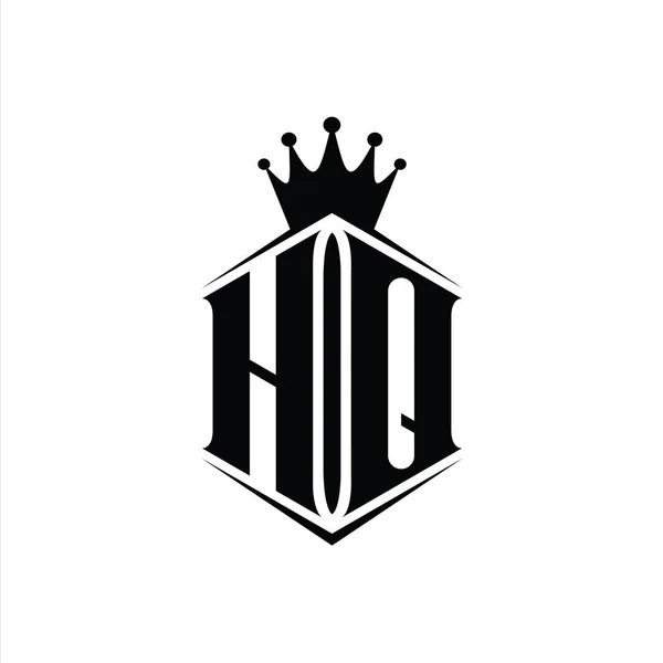 List Główny Logo Monogram Sześciokąt Tarcza Kształt Korona Ostrym Stylu — Zdjęcie stockowe