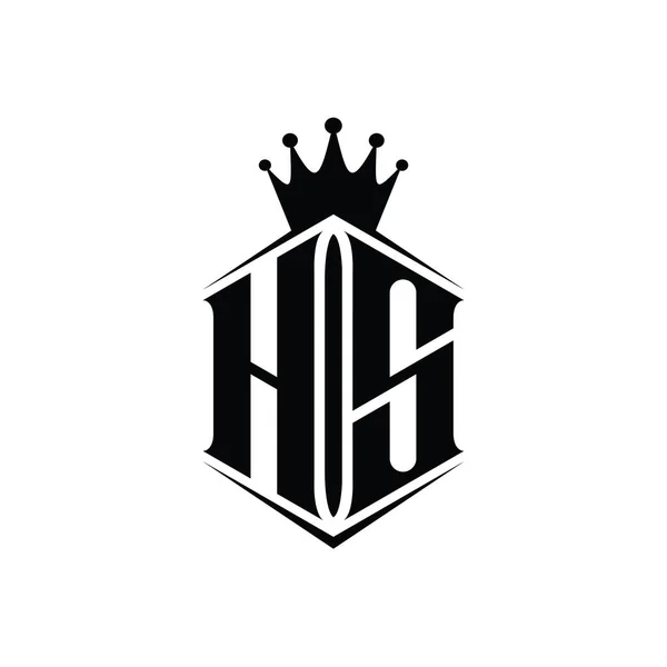 Letter Logo Monogram Hatszög Pajzs Alakú Korona Éles Stílus Design — Stock Fotó
