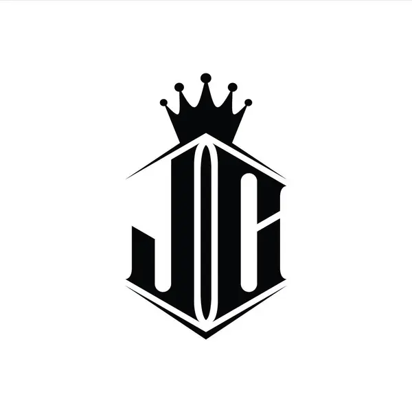 Letter Logo Monogram Altıgen Kalkan Şekilli Taç Keskin Stil Tasarım — Stok fotoğraf