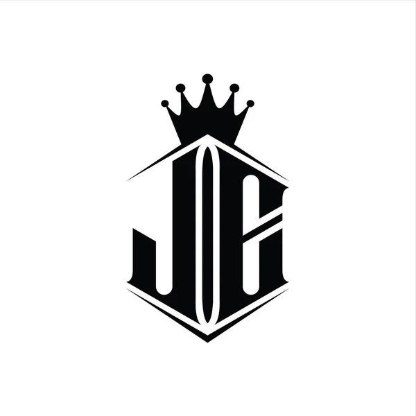 Letter Logo Monogram Altıgen Kalkan Şekilli Taç Keskin Stil Tasarım — Stok fotoğraf