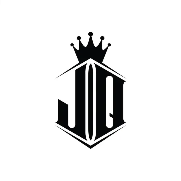Harfi Logo Monogram Altıgen Kalkan Şekilli Taç Keskin Stil Tasarım — Stok fotoğraf