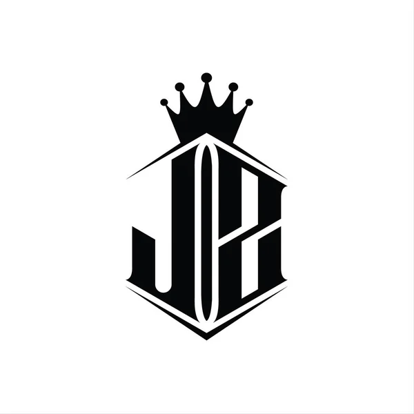 Letter Logo Monogramm Sechseck Schild Form Krone Mit Scharfen Stil — Stockfoto