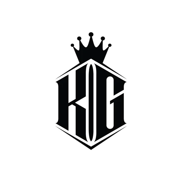 Harfi Logo Monogram Altıgen Kalkan Biçimli Taç Keskin Stil Tasarım — Stok fotoğraf