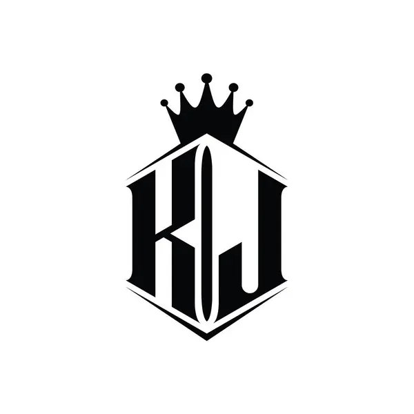 Монограмма Логотипа Шестигранная Корона Формы Щит Резким Шаблоном Стиля — стоковое фото