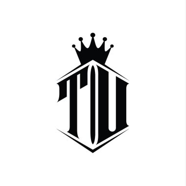 TU Letter Logo monogram altıgen kalkan şekilli taç keskin stil tasarım şablonu
